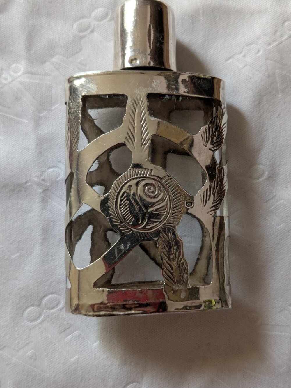 Sterling Silver Mexican overlay perfume bottle (Vintage)
